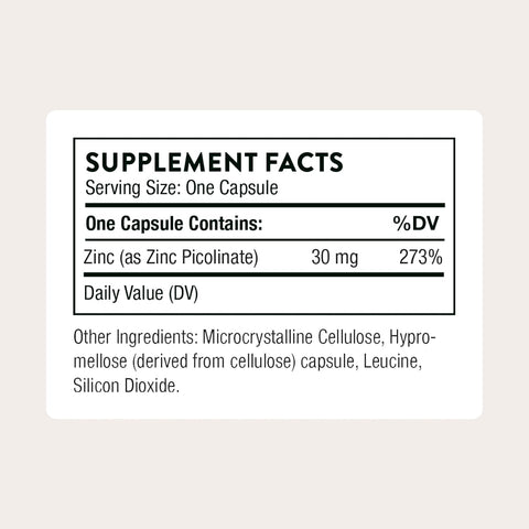 THORNE - Zinc Picolinate Immune Healthy Skin & Eyes 30 mg 60 Caps