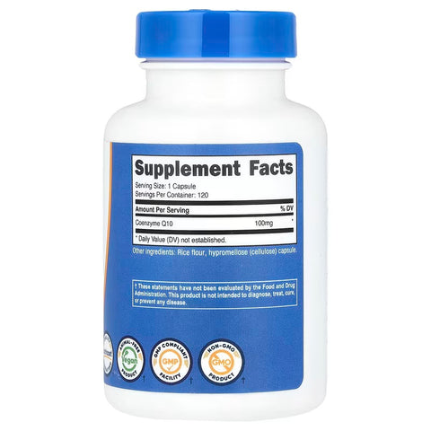 Nutricost CoQ10 Coenzyme Q10 Ubiquinone 100 mg 120 Capsules