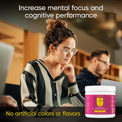 Universal U Boost & Focus Powder Energy and Cognitive B12 Niacin Choline L-Tyrosine Huperzine Beta Alanin Citrulline