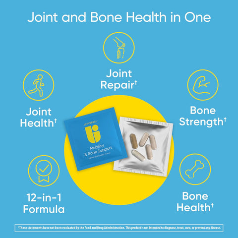 Universal U Mobility & Bone Joint & Cartilage Multivitamin Collagen Turmeric Glucosamine Chondroitin MSM 30 Packs
