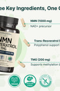 VINATURA NMN 1325MG NMN 1000mg with Resveratrol and TMG NAD+ 60 Caps - Supplementhane
