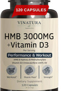 VINATURA HMB 3000mg Muscle Defense with HMB Beta-Hydroxy Beta-Methylbutyrate Vitamin D3 1600 IU Labs Tested NSF Certified for Sport - 120 Caps