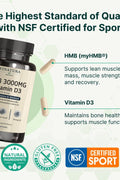 VINATURA HMB 3000mg Muscle Defense with HMB Beta-Hydroxy Beta-Methylbutyrate Vitamin D3 1600 IU Labs Tested NSF Certified for Sport - 120 Caps