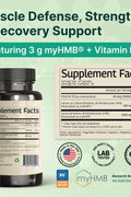 VINATURA HMB 3000mg Muscle Defense with HMB Beta-Hydroxy Beta-Methylbutyrate Vitamin D3 1600 IU Labs Tested NSF Certified for Sport - 120 Caps