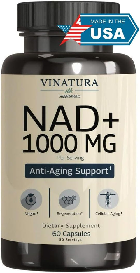 VINATURA NAD Nicotinamide Adenine Dinucleotide 1000mg - Pure Nad for Anti-Aging 60 Caps