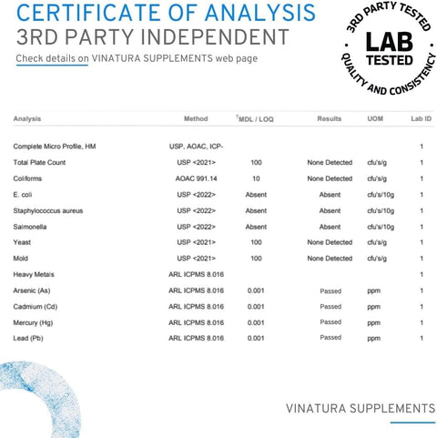 VINATURA NAD Nicotinamide Adenine Dinucleotide 1000mg - Pure Nad for Anti-Aging 60 Caps