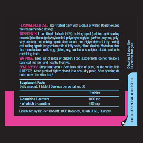 BiotechUsA L-Carnitine (Karnitin) 1000 mg - 60 tablet
