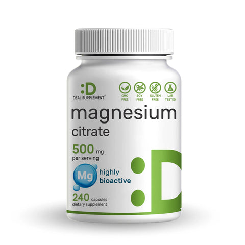 Deal Supplement Magnesium (Magnezyum) Citrate 500mg, 240 Capsules