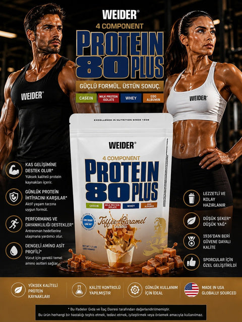 Weider 80 Plus Casein & Isolate & Whey & Egg Protein Tozu 500 gram - Caramel - Supplementhane
