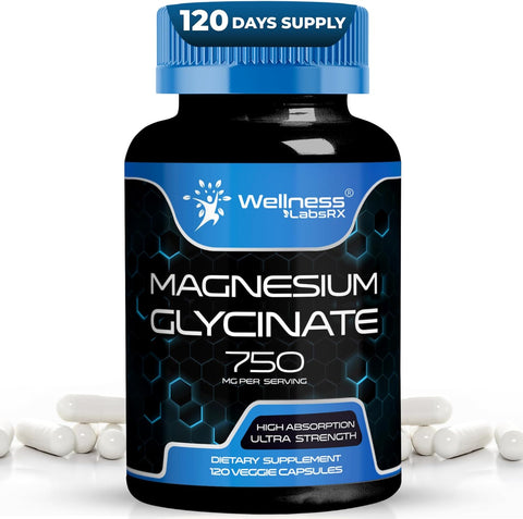 Wellness Labs Magnesium Glycinate for Magnesium Chelate Women and Men 750mg 120 Caps