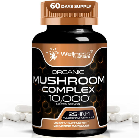 WELLNESS LABS Reishi Mushroom 10:1 Extract Lions Mane Turkey Tail 120 Caps