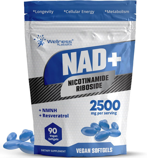 WELLNESS LABS Liposomal NAD+ Nicotinamide Riboside Resveratrol Nmnh Niacin Copper 90 Softgels