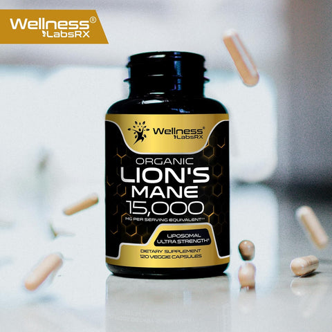 WELLNESS LABS Lions Mane Real Mushroom Brain, Memory and Focus Cognitive Immune 120 Caps