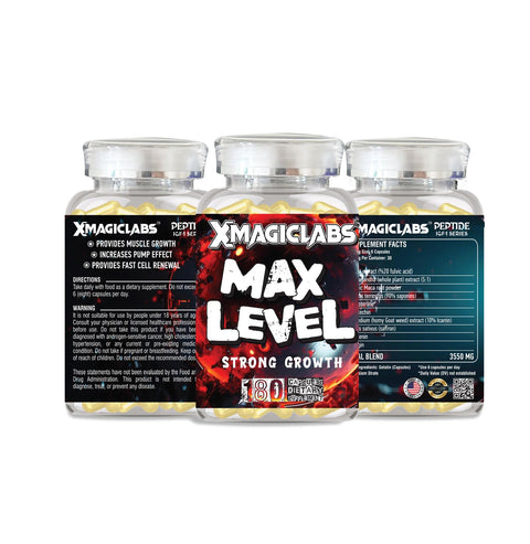 Xmagiclabs Max Level GH Shilajit, Ashwagandha, Maca, Tribulus, Turkesteron  180 CAPS - USA MENŞEİ FDA ONAYLI