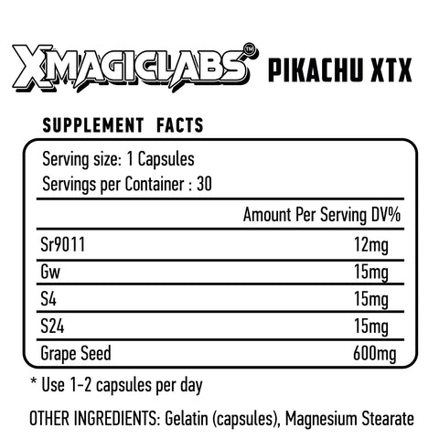 Xmagiclabs Pikachu XTX Sr9011 - Gw Cardarine - S4 Andarine - S24 Grape Seed 30 Caps