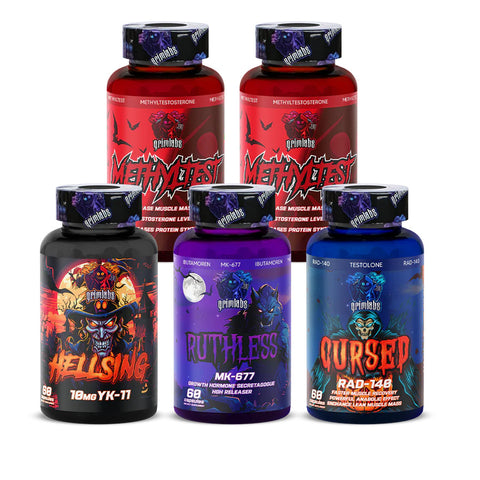 GRIMLABS GROWTH MASTERY - HELLSING YK11 myostatin & RUTHLESS MK677& CURSED RAD140 & METHYLTEST X2 GİFT
